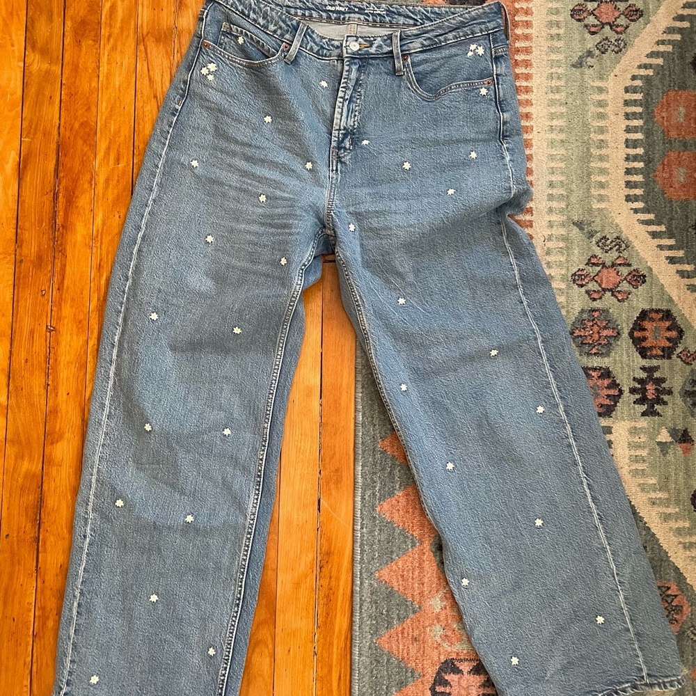 Old Navy Wide Leg Jeans with Daisy Pattern